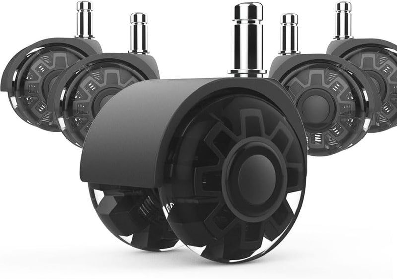 Minewill Office Chair Wheels Casters - Protection for Hardwood Floors and Carpet, Heavy Duty Silent Computer Chair Wheels with Standard Stem 7/16″* 7/8″(11mm*22mm),Office Furniture Casters Set of 5(Black) - Image 1